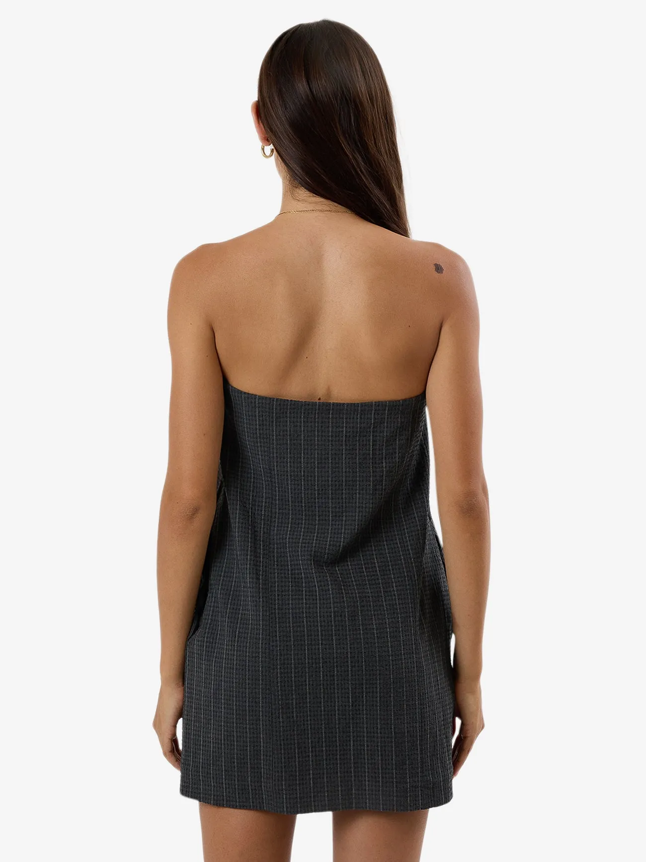 Colby Strapless Dress - Charcoal Pinstripe sold by Thrills product image thumbnail 3