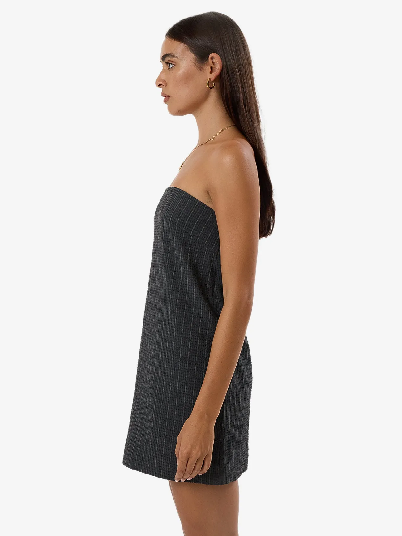 Colby Strapless Dress - Charcoal Pinstripe sold by Thrills product image thumbnail 4