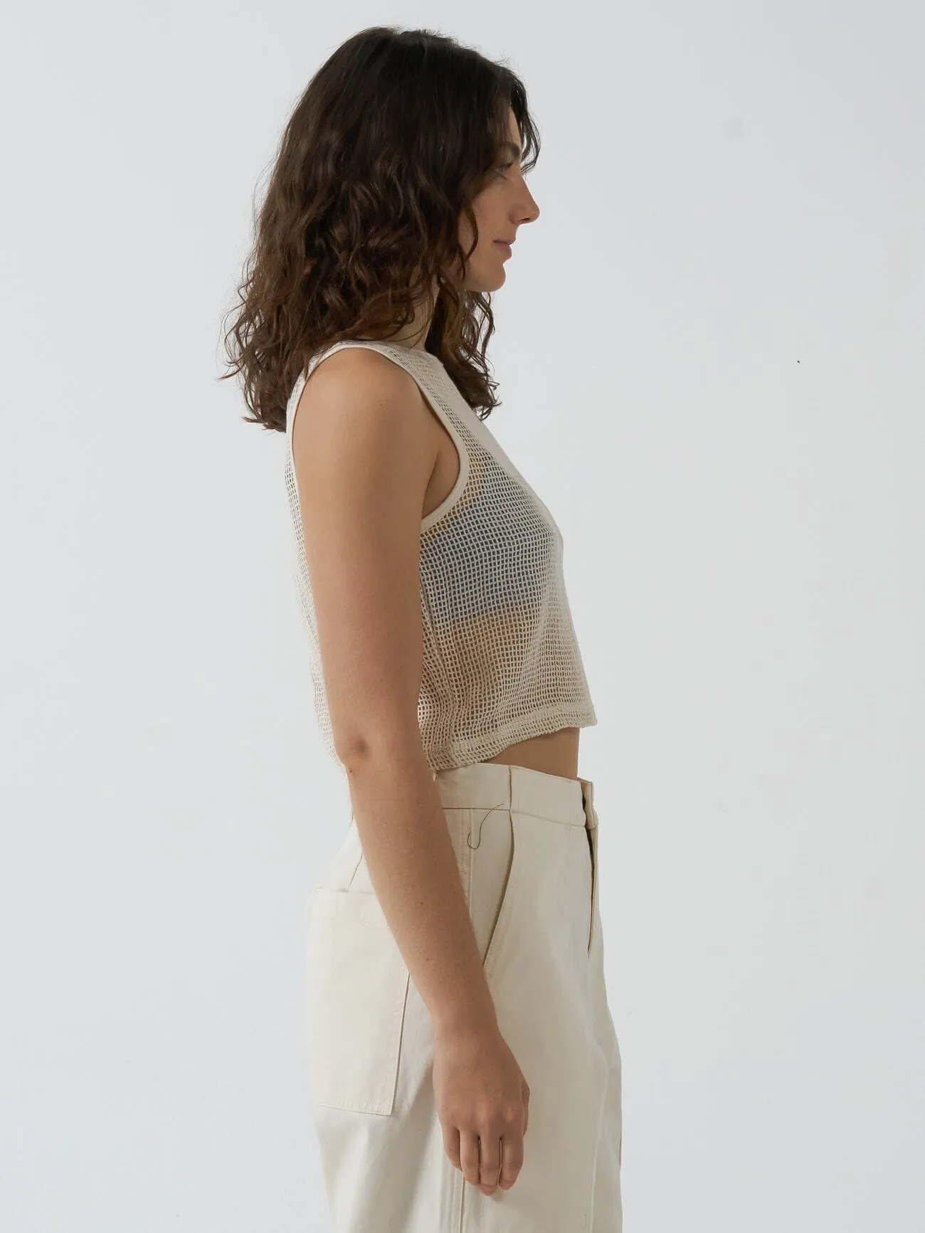 Lattice Boat Neck Tank - Unbleached sold by Thrills product image thumbnail 4