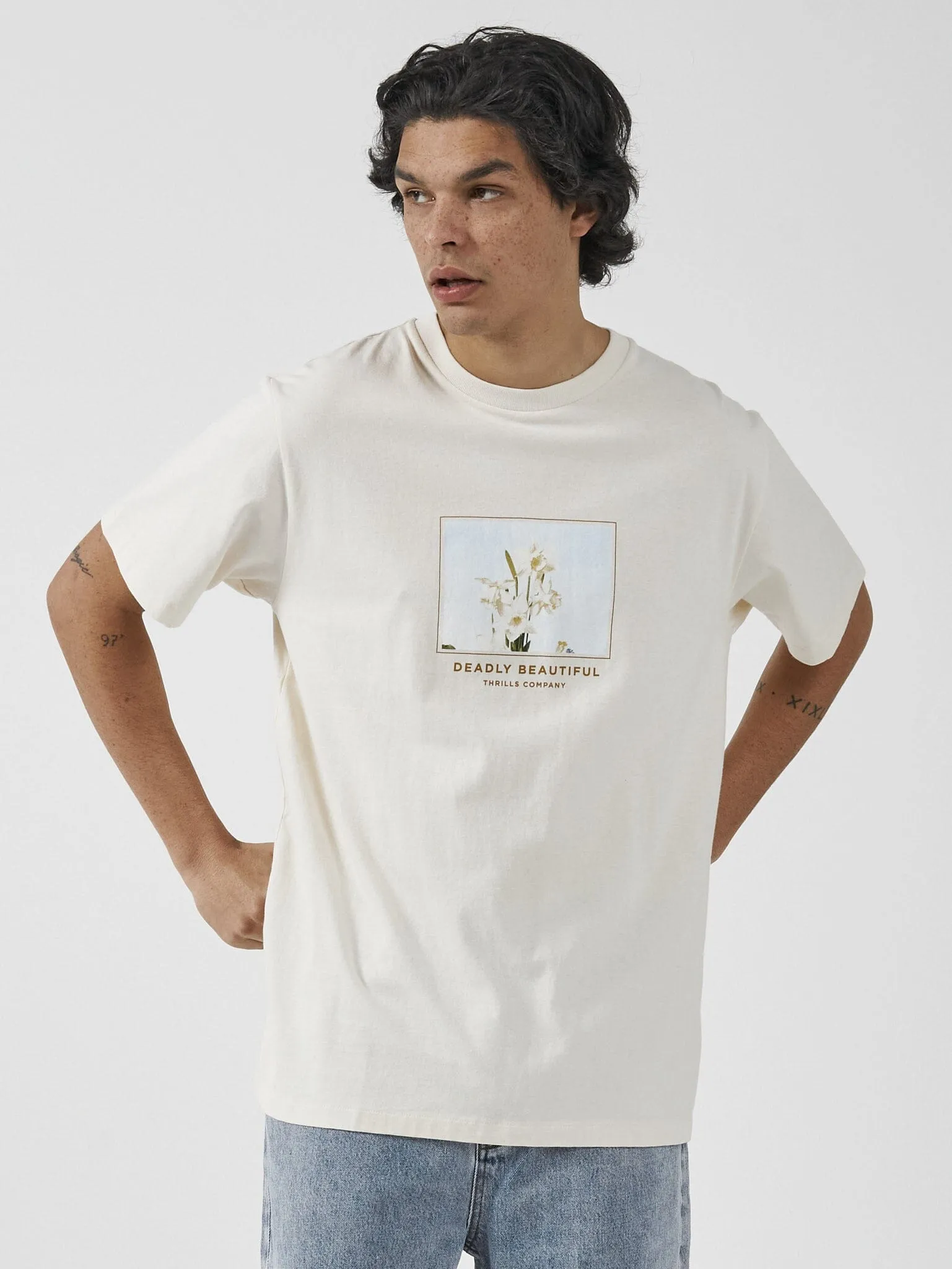 Deadly Beautiful Merch Fit Tee - Heritage White sold by Thrills