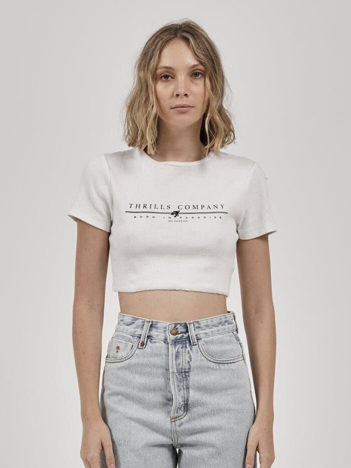 One For All Crop Baby Tee - Dirty White sold by Thrills