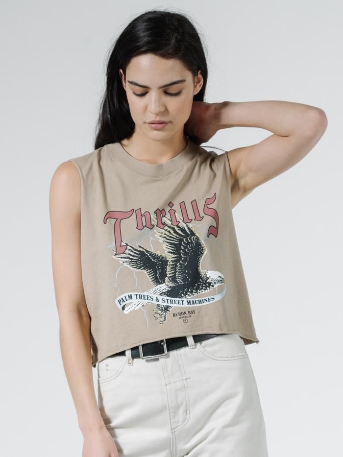 Storm The Castle Crop Muscle - Vintage Khaki sold by Thrills
