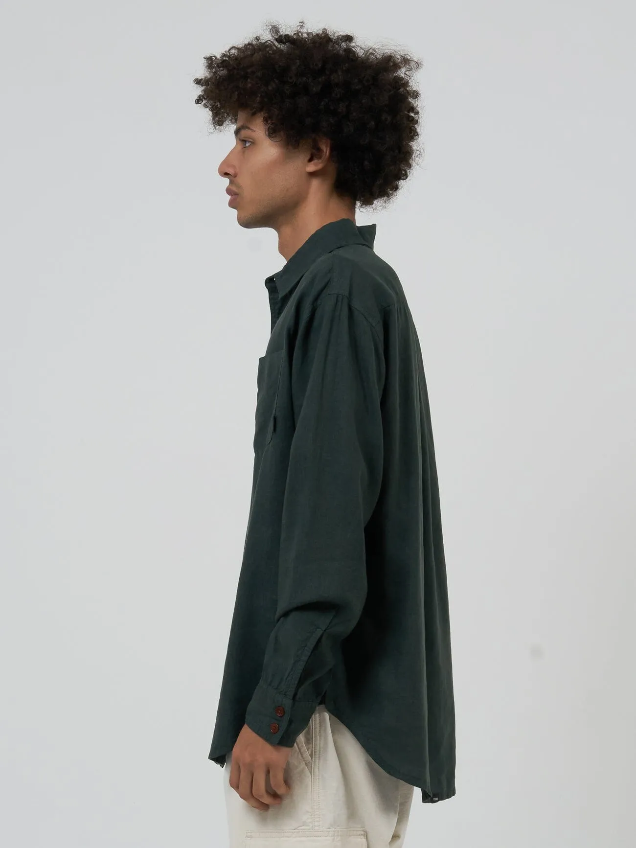 Hemp Minimal Thrills Oversize Long Sleeve Shirt - Deep Emerald sold by Thrills product image thumbnail 4