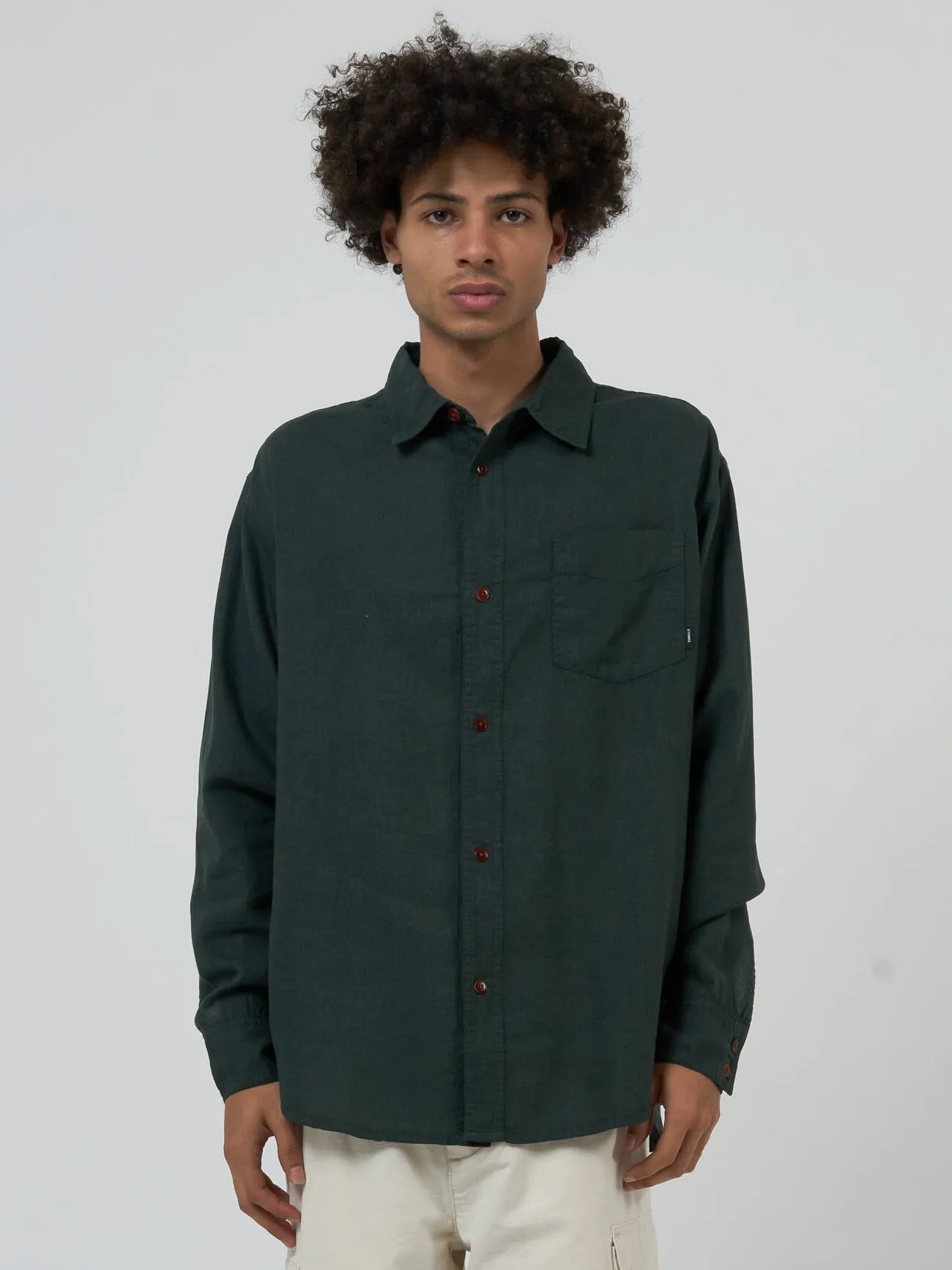 Hemp Minimal Thrills Oversize Long Sleeve Shirt - Deep Emerald sold by Thrills
