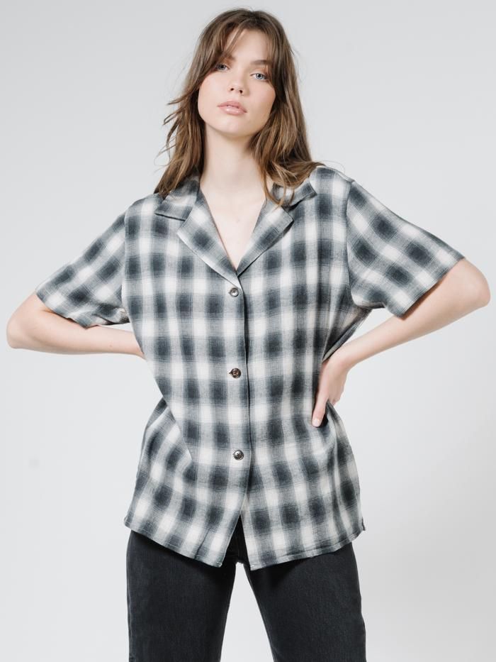 Angel Check Oversized Shirt - Steel Grey sold by Thrills product image thumbnail 5
