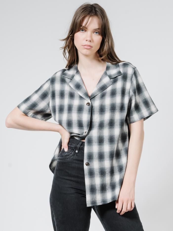 Angel Check Oversized Shirt - Steel Grey sold by Thrills product image thumbnail 4