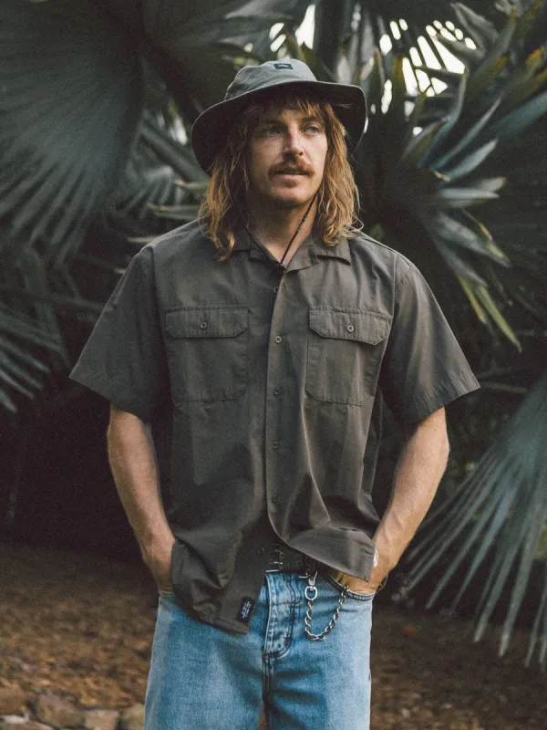 Thrills Union Short Sleeve Work Shirt - Tarmac sold by Thrills