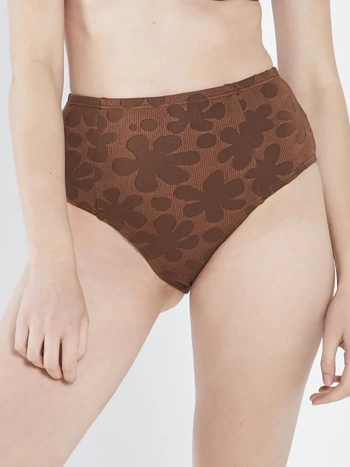 Layla High Waist Bikini Bottom - Washed Cocoa sold by Thrills