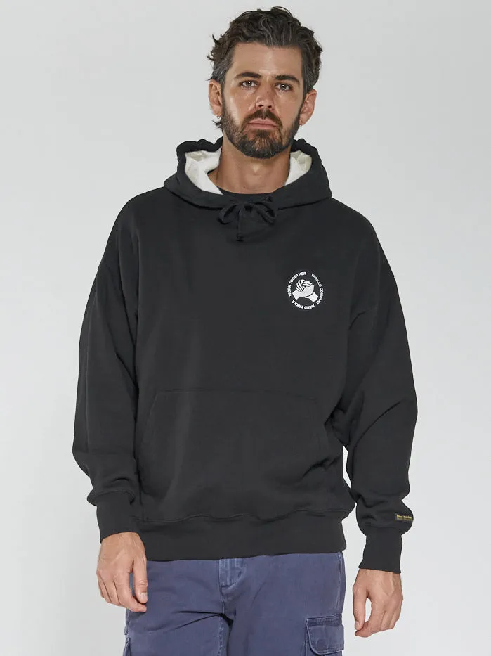 Hard Yakka x Thrills Work Together Slouch Pull On Hood - Washed Black sold by Thrills