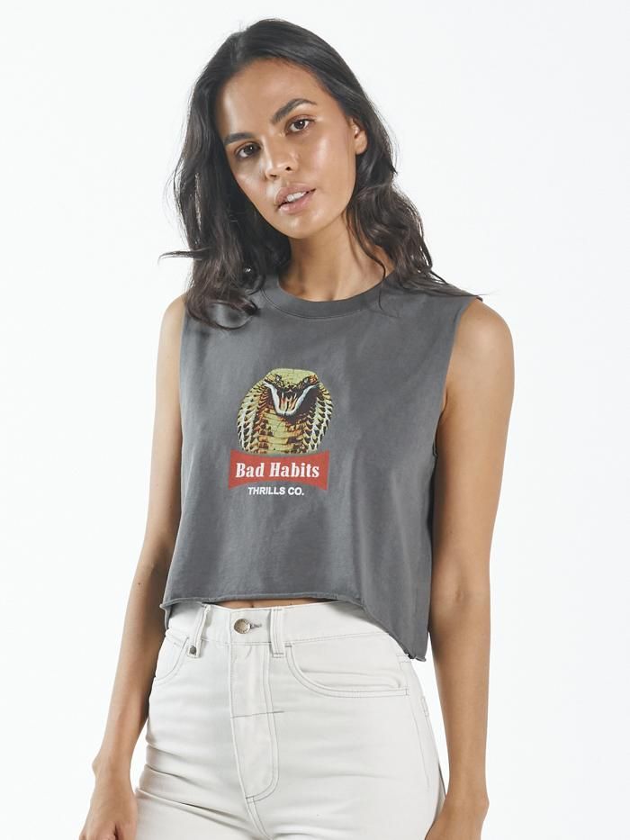 King Habits Crop Muscle - Merch Black sold by Thrills product image thumbnail 5