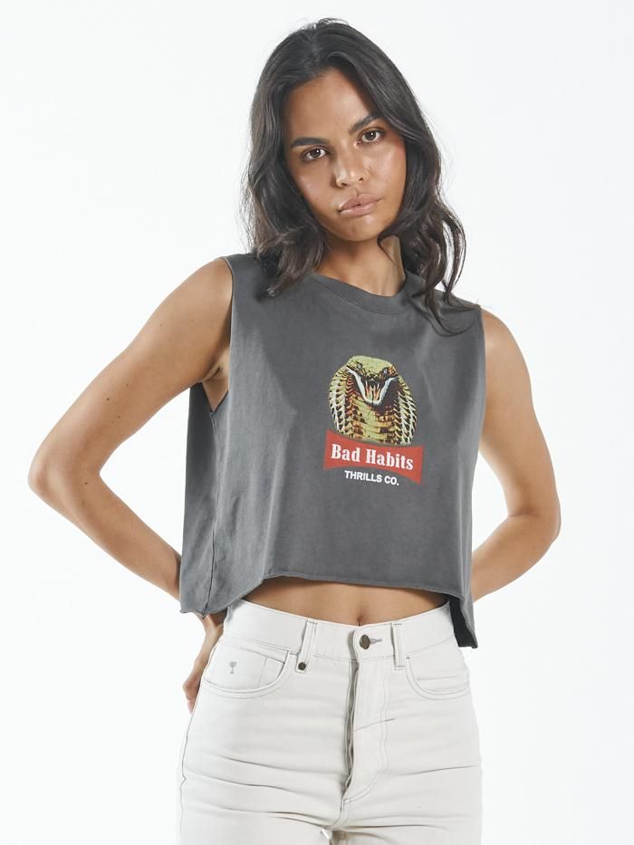 King Habits Crop Muscle - Merch Black sold by Thrills