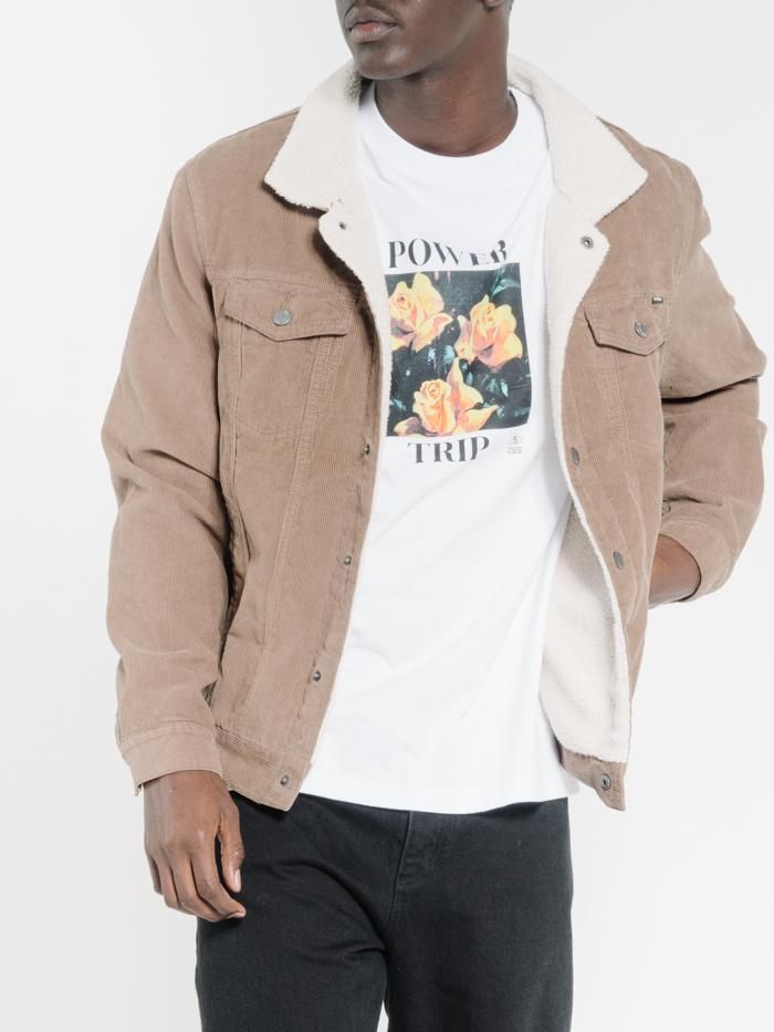 Sherpa Wanderer Corduroy Denim Jacket - Desert sold by Thrills