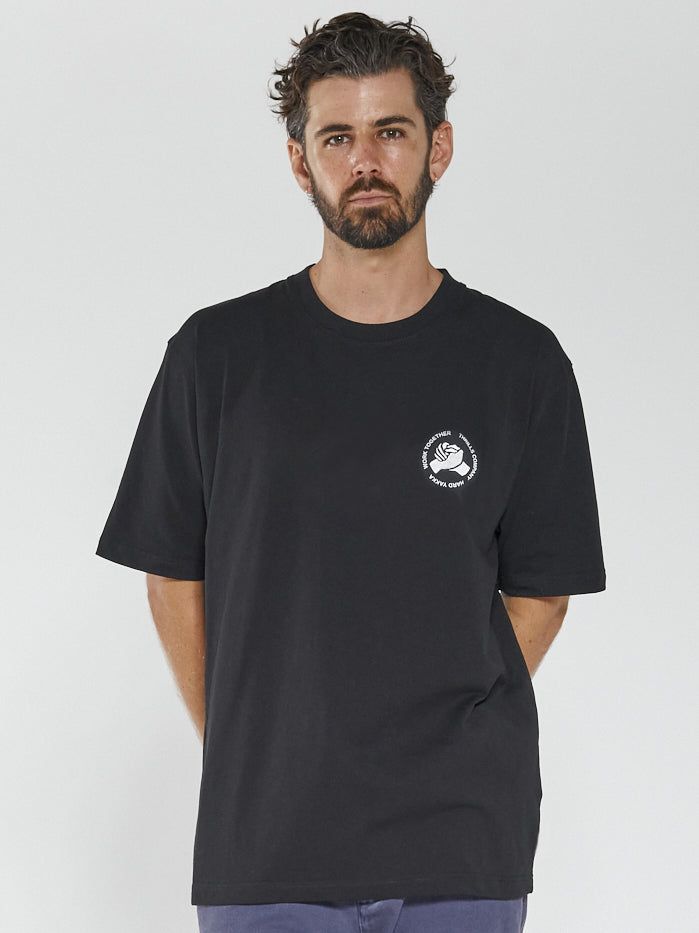 Hard Yakka x Thrills Work Together Oversize Fit Tee - Washed Black sold by Thrills