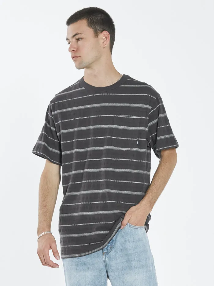 Minimal Thrills Stripe Merch Fit Pocket Tee - Postal Brown sold by Thrills