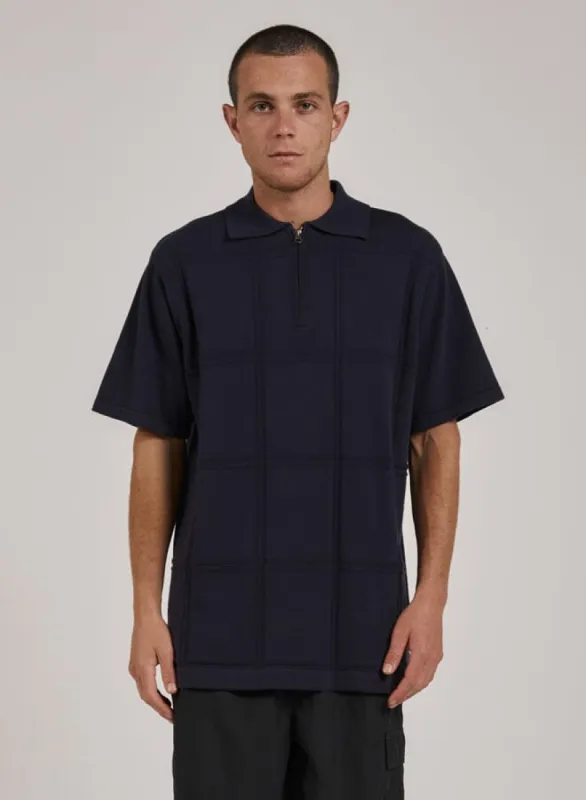 Natural Cooperation Jacquard Knit Polo - New Teal made by Thrills