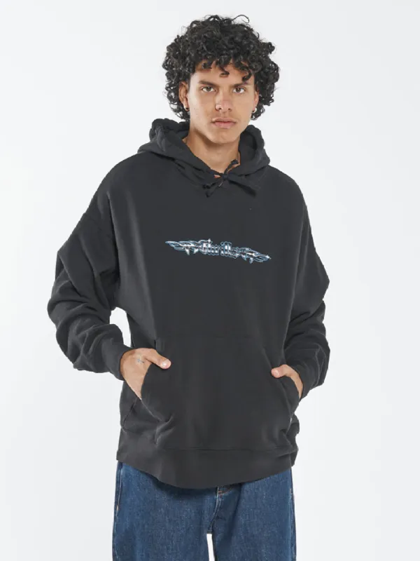 Turbulent Slouch Pull On Hood - Black sold by Thrills
