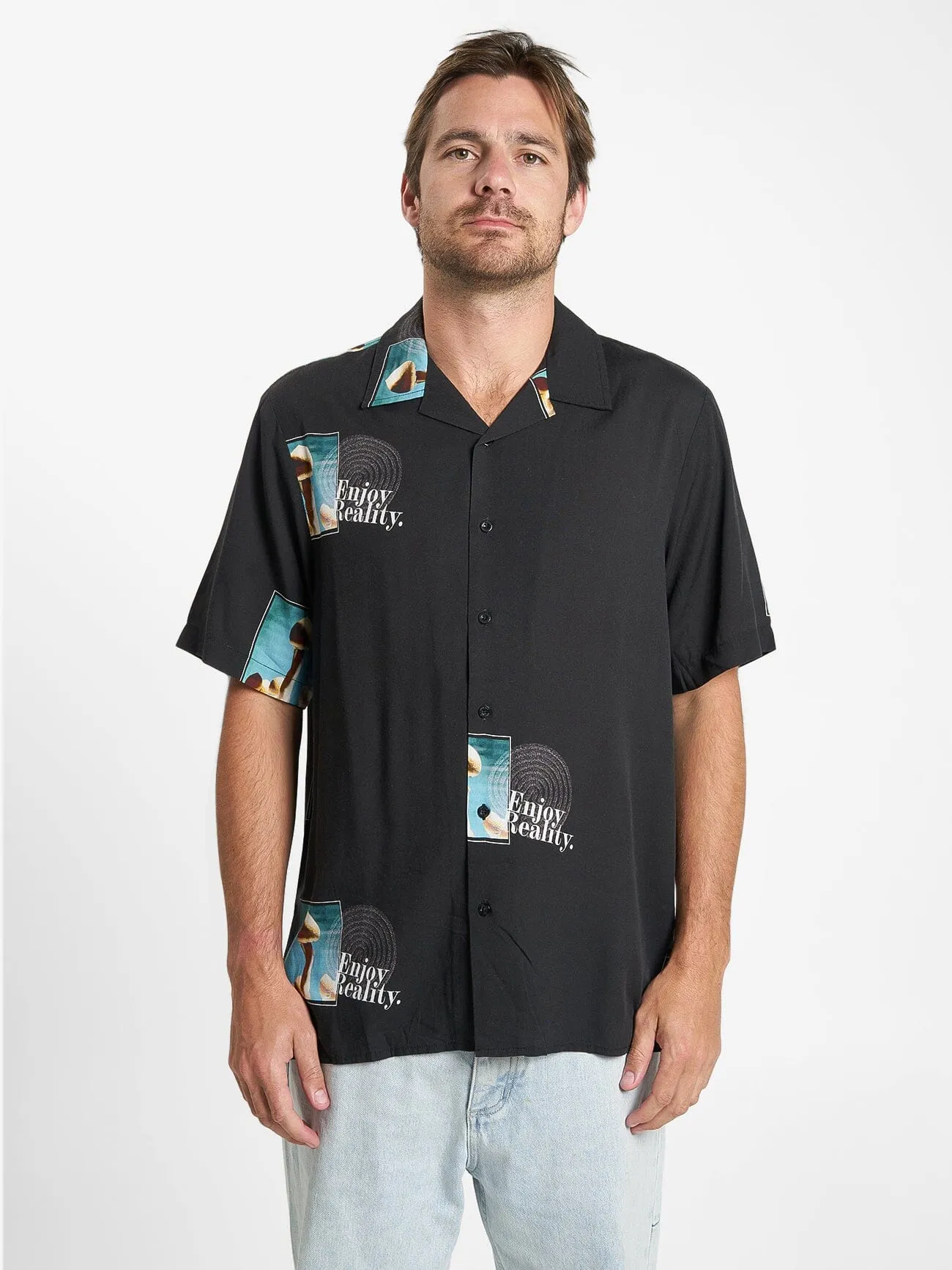 Enjoy Reality Bowling Shirt - Black sold by Thrills
