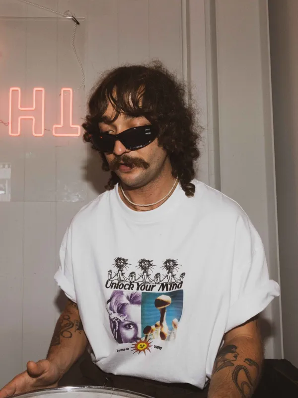 Unlock Your Mind Box Fit Oversize Tee - White sold by Thrills