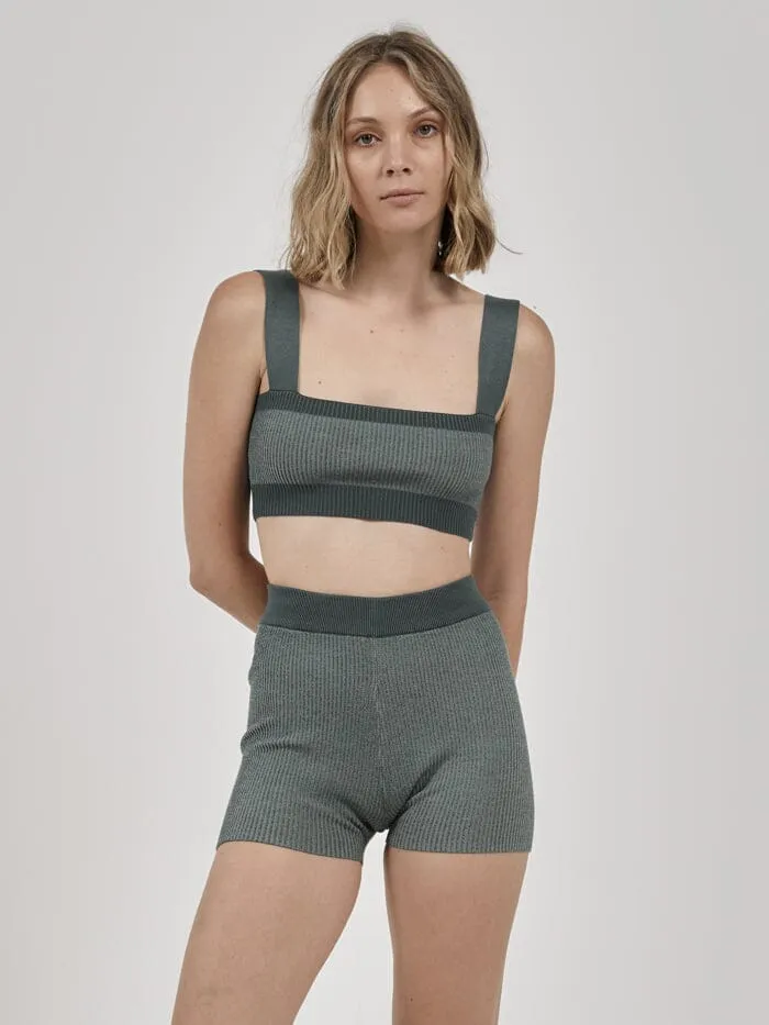 Love Me Not Knit Crop - Mallard Green sold by Thrills