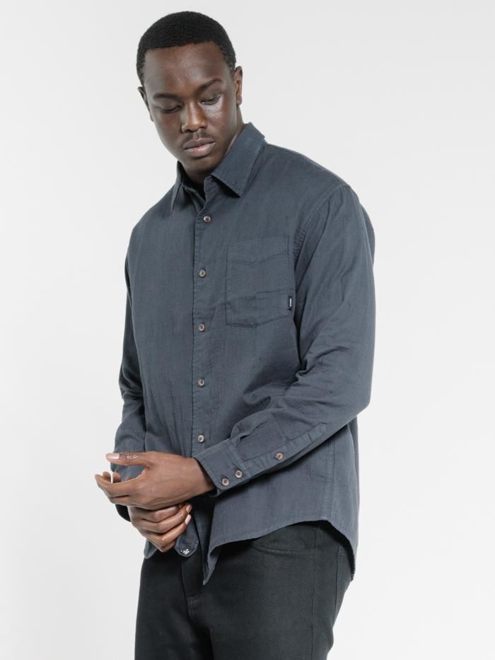 Cyclinder Oversized Long Sleeve Shirt - Dark Navy sold by Thrills product image thumbnail 2