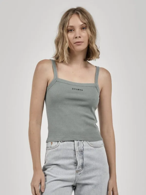Minimal Thrills Rib Singlet - Seaglass Green sold by Thrills
