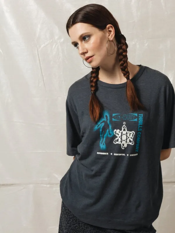 Euphoric Co-existence Hemp Box Fit Tee - Petrol sold by Thrills