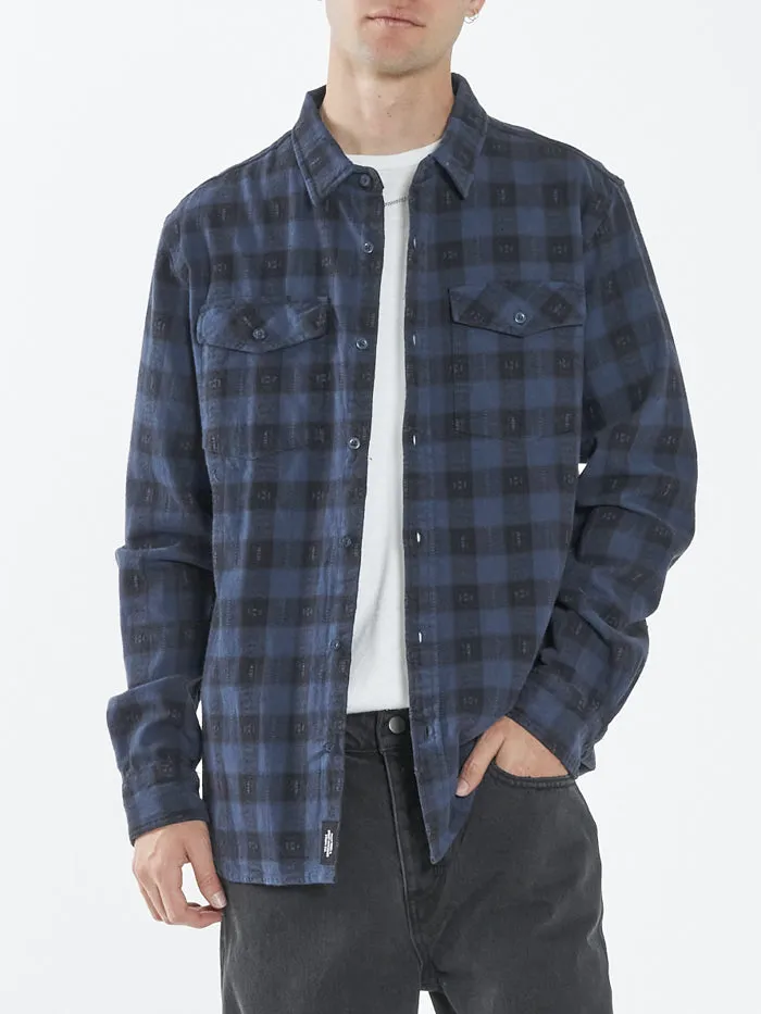 Liste Long Sleeve Flannel Shirt - Navy sold by Thrills product image thumbnail 3