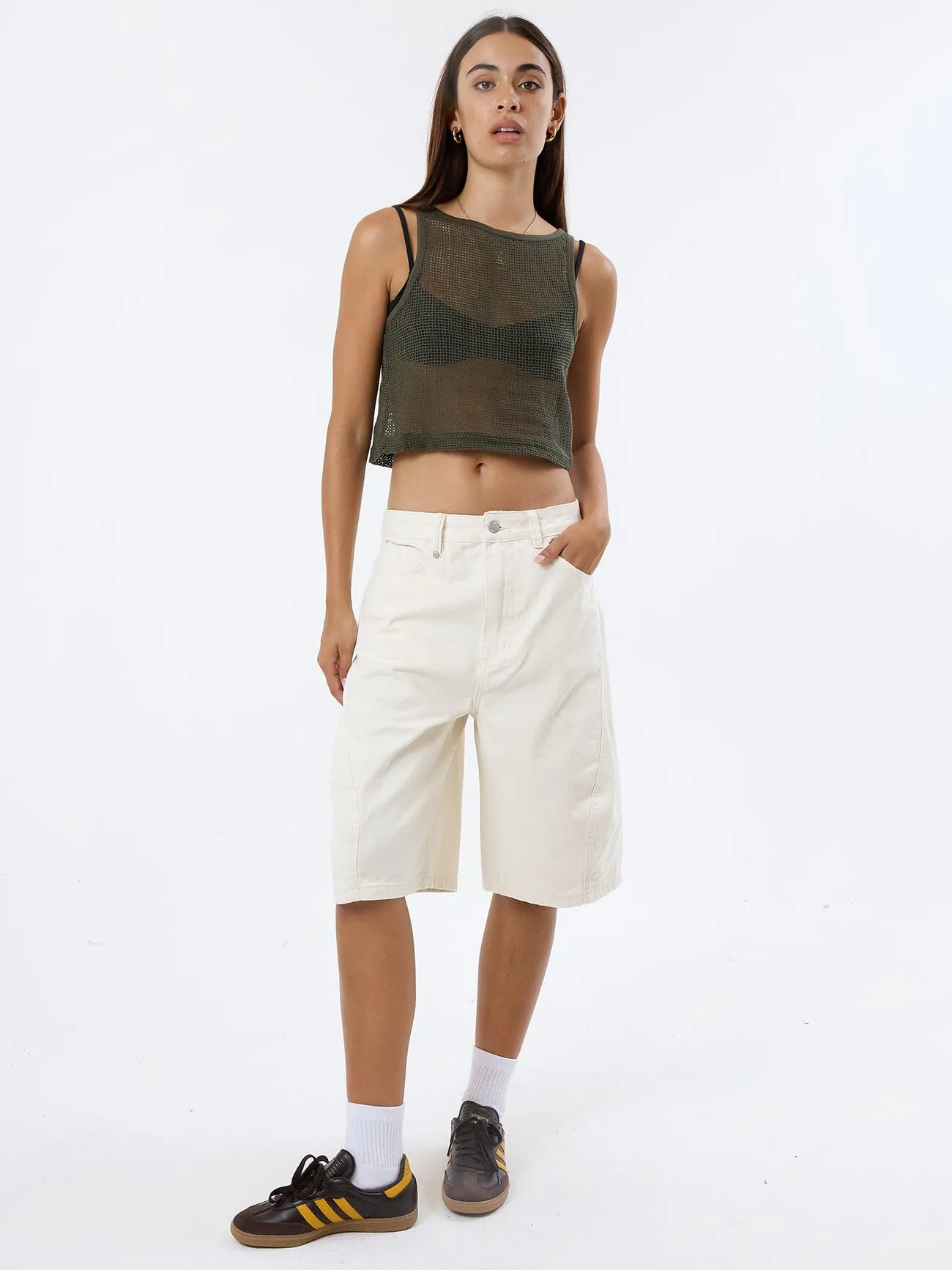 Lattice Boat Neck Tank - Tarmac sold by Thrills