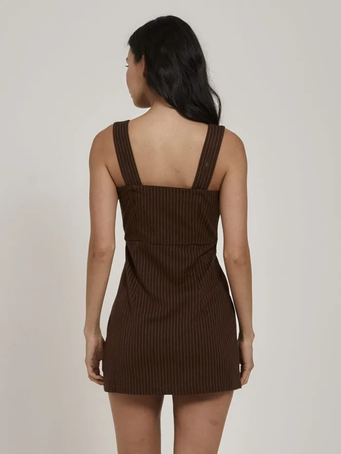 Connie Pinstripe Dress - Brown sold by Thrills product image thumbnail 2