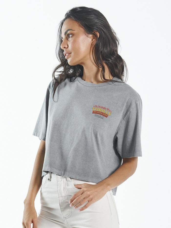 Wings of Fire Crop Merch Fit Tee - Washed Grey sold by Thrills product image thumbnail 4