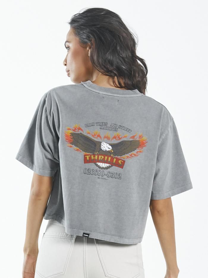 Wings of Fire Crop Merch Fit Tee - Washed Grey sold by Thrills product image thumbnail 2