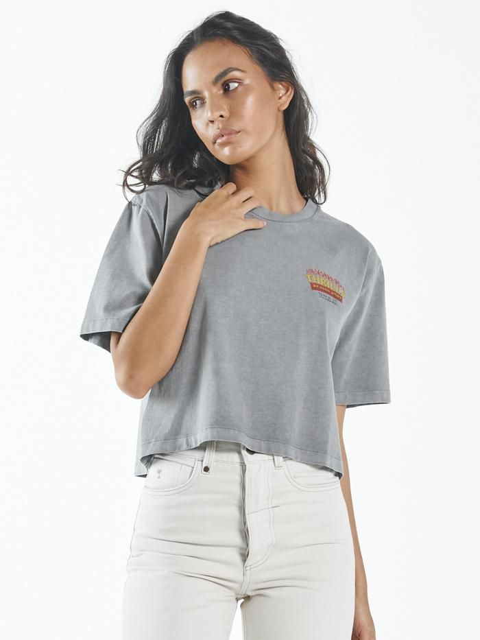 Wings of Fire Crop Merch Fit Tee - Washed Grey sold by Thrills product image thumbnail 5