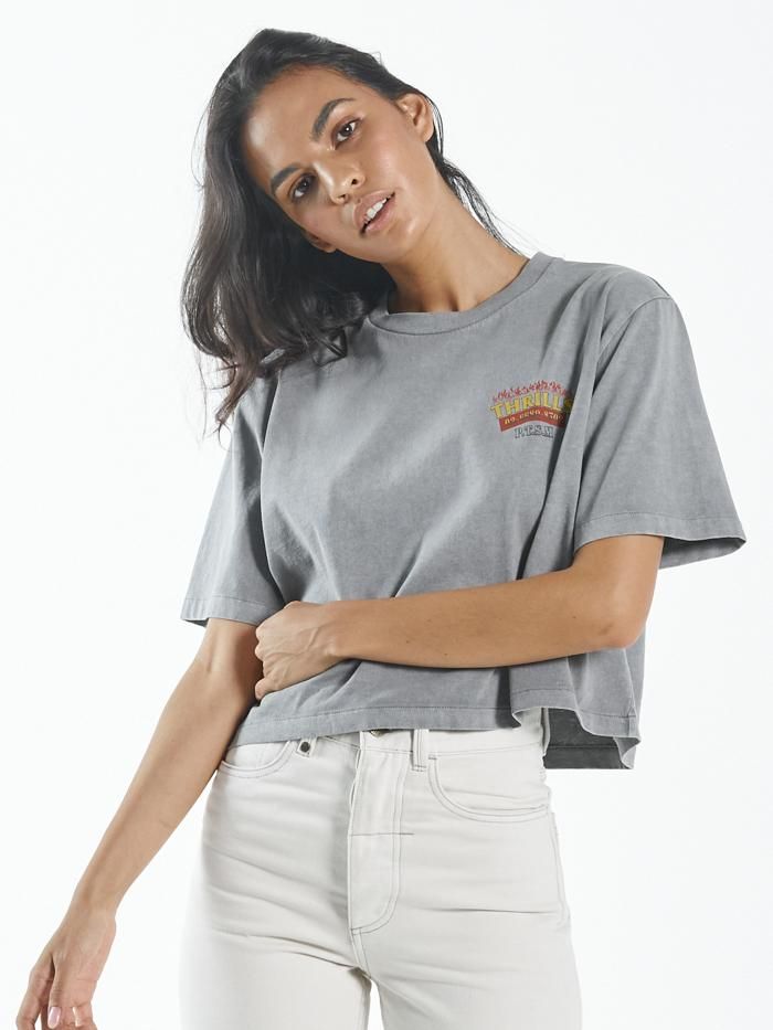 Wings of Fire Crop Merch Fit Tee - Washed Grey sold by Thrills