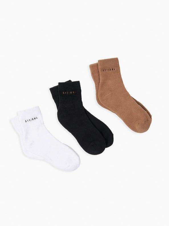 Minimal Thrills 3 Pack Sock - Cork/Merch Black/White sold by Thrills