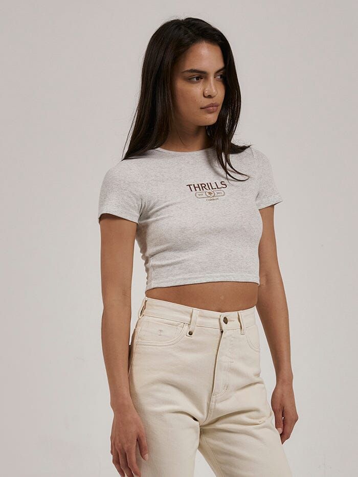 Bad Habits Club Baby Tee - White Marle sold by Thrills