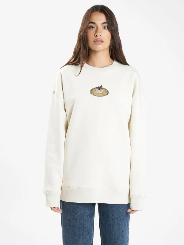 Cariot Rides On Slouch Crew - Heritage White sold by Thrills