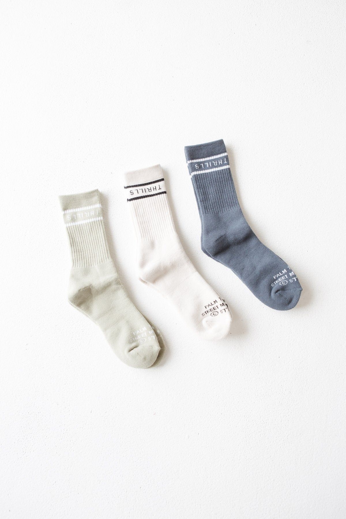 Minimal Thrills 3 Pack Sock - Heritage White - Eucalyptus - Ink sold by Thrills