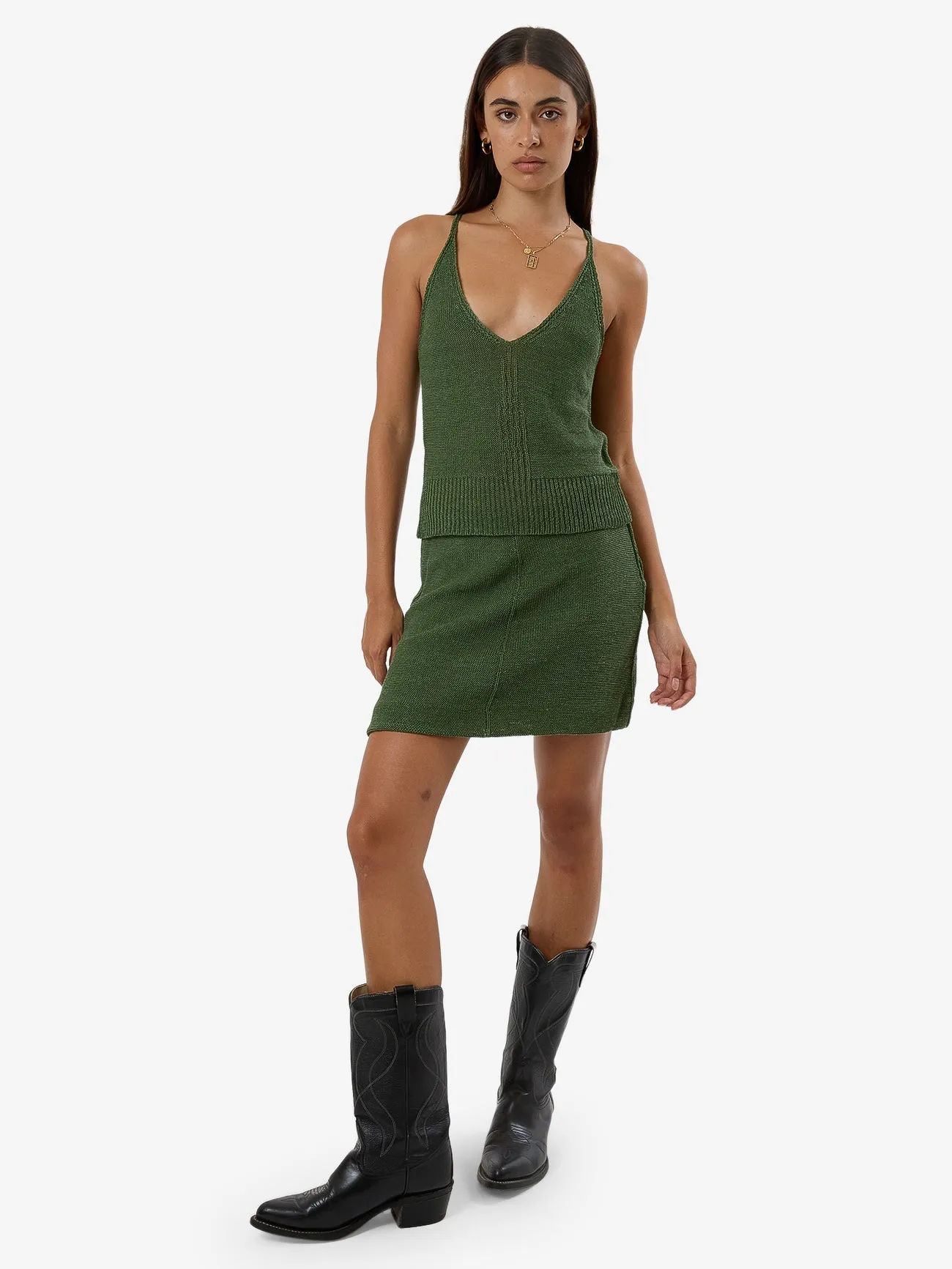Jagger Knit Skirt - Elm Green sold by Thrills