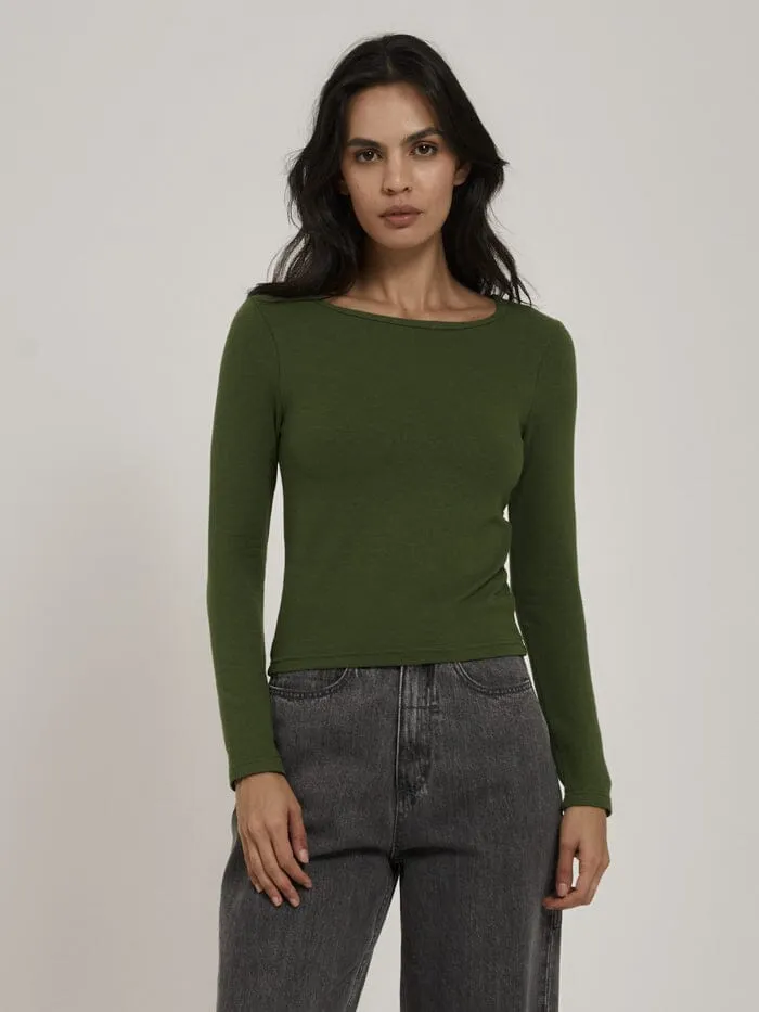Hemp Rib LS Tee - Kiwi Green sold by Thrills