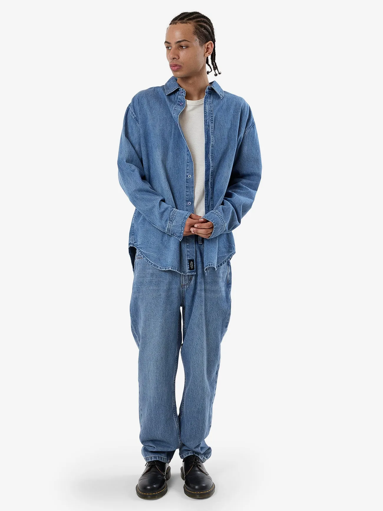 Canyon Oversize Long Sleeve Denim Shirt - Dark Dust Blue sold by Thrills product image thumbnail 5