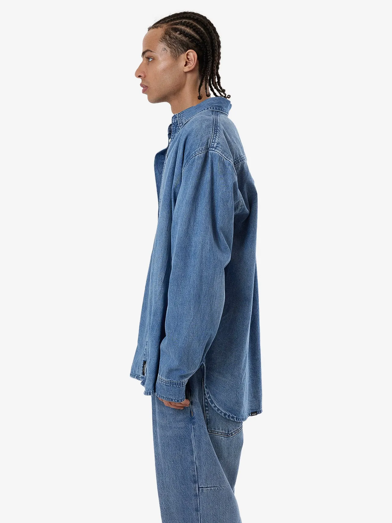 Canyon Oversize Long Sleeve Denim Shirt - Dark Dust Blue sold by Thrills product image thumbnail 3