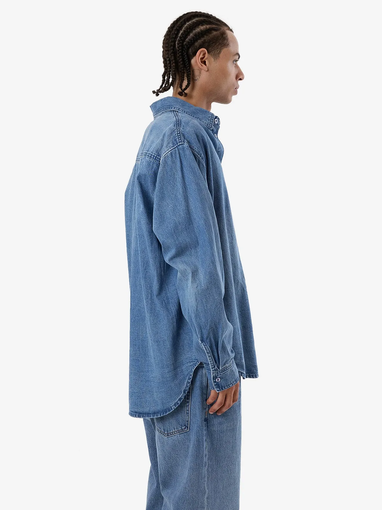 Canyon Oversize Long Sleeve Denim Shirt - Dark Dust Blue sold by Thrills product image thumbnail 4