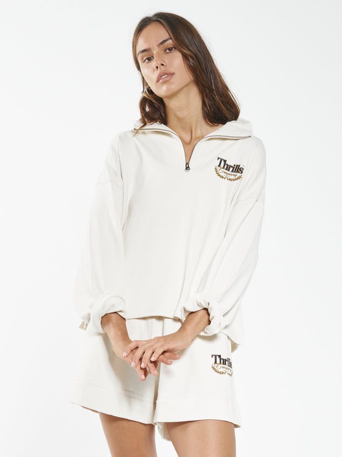 Deluxe 3/4 Zip Pullover - Unbleached sold by Thrills