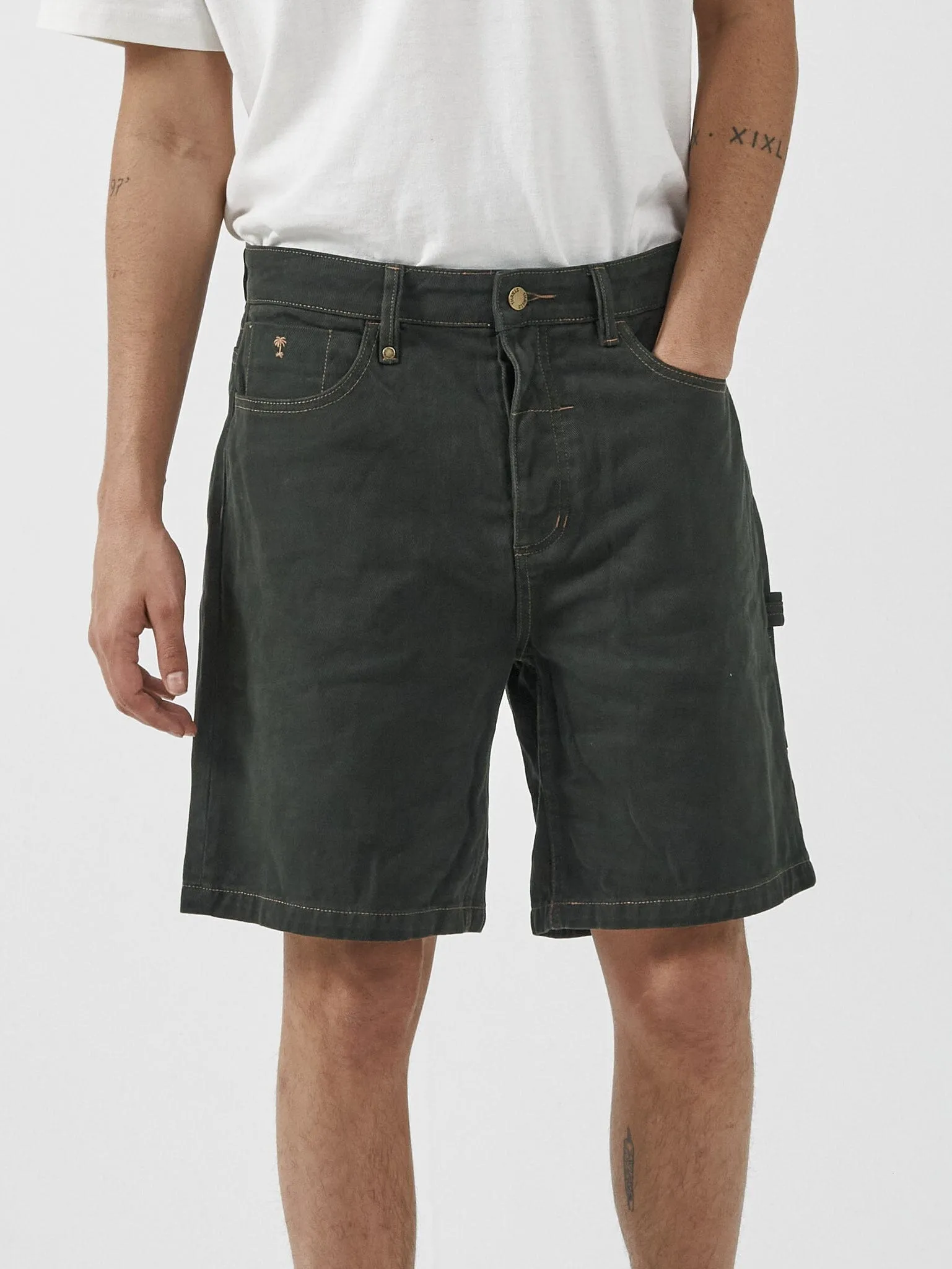 Slacker Denim Short - Oil Green-Tobacco sold by Thrills product image thumbnail 5