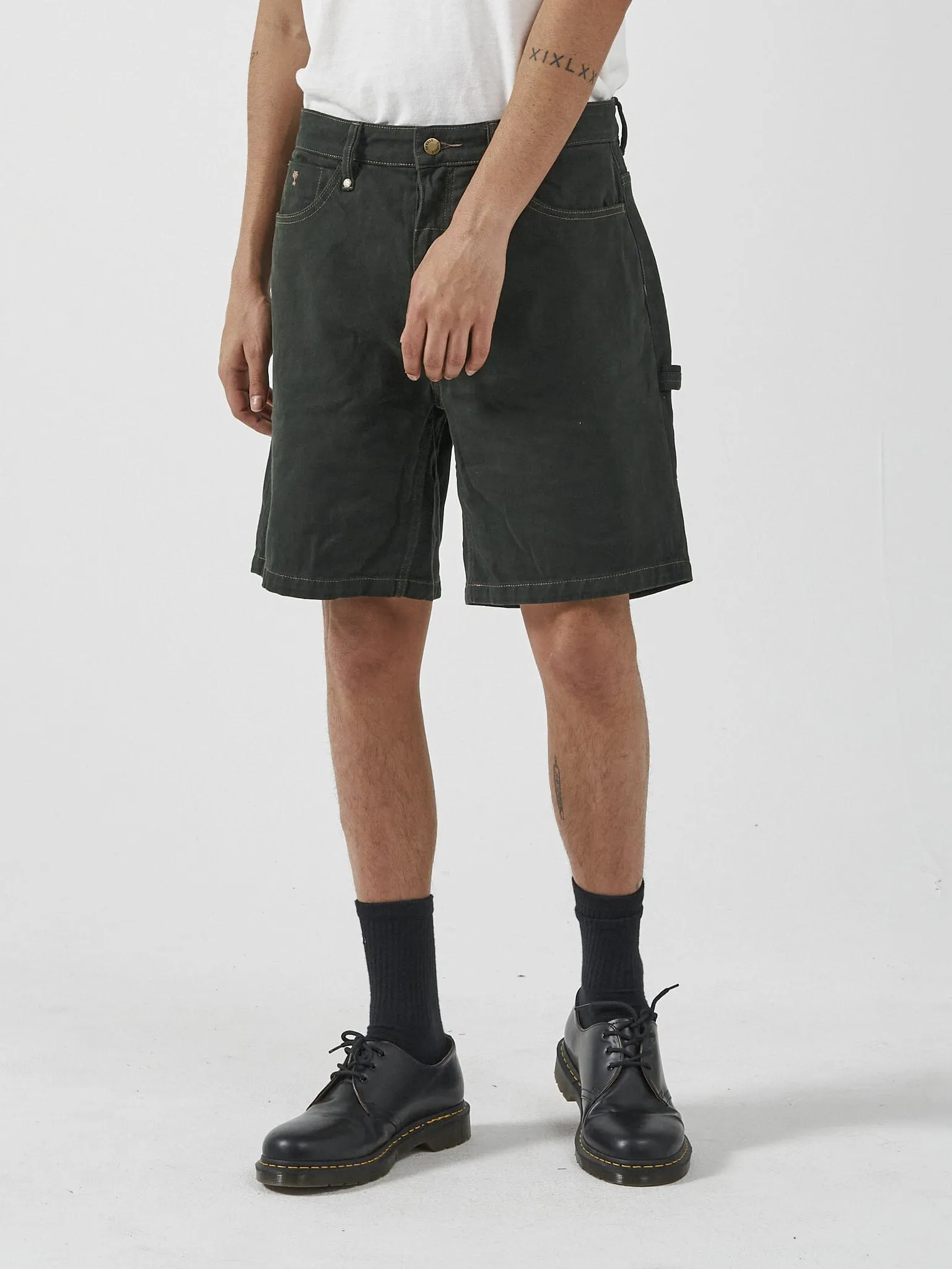 Slacker Denim Short - Oil Green-Tobacco sold by Thrills