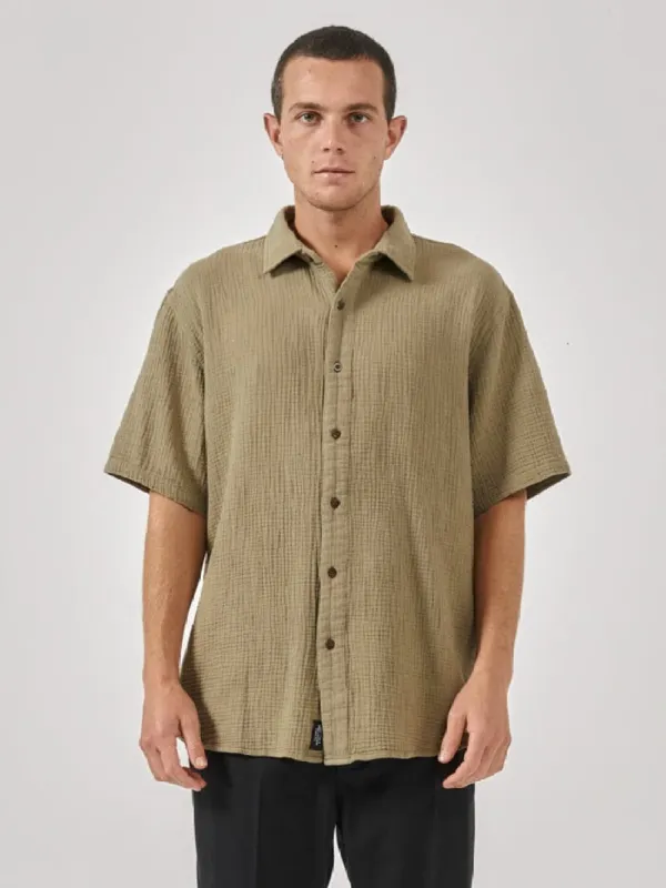 Minimal Thrills Seersucker Short Sleeve Shirt - Aloe sold by Thrills