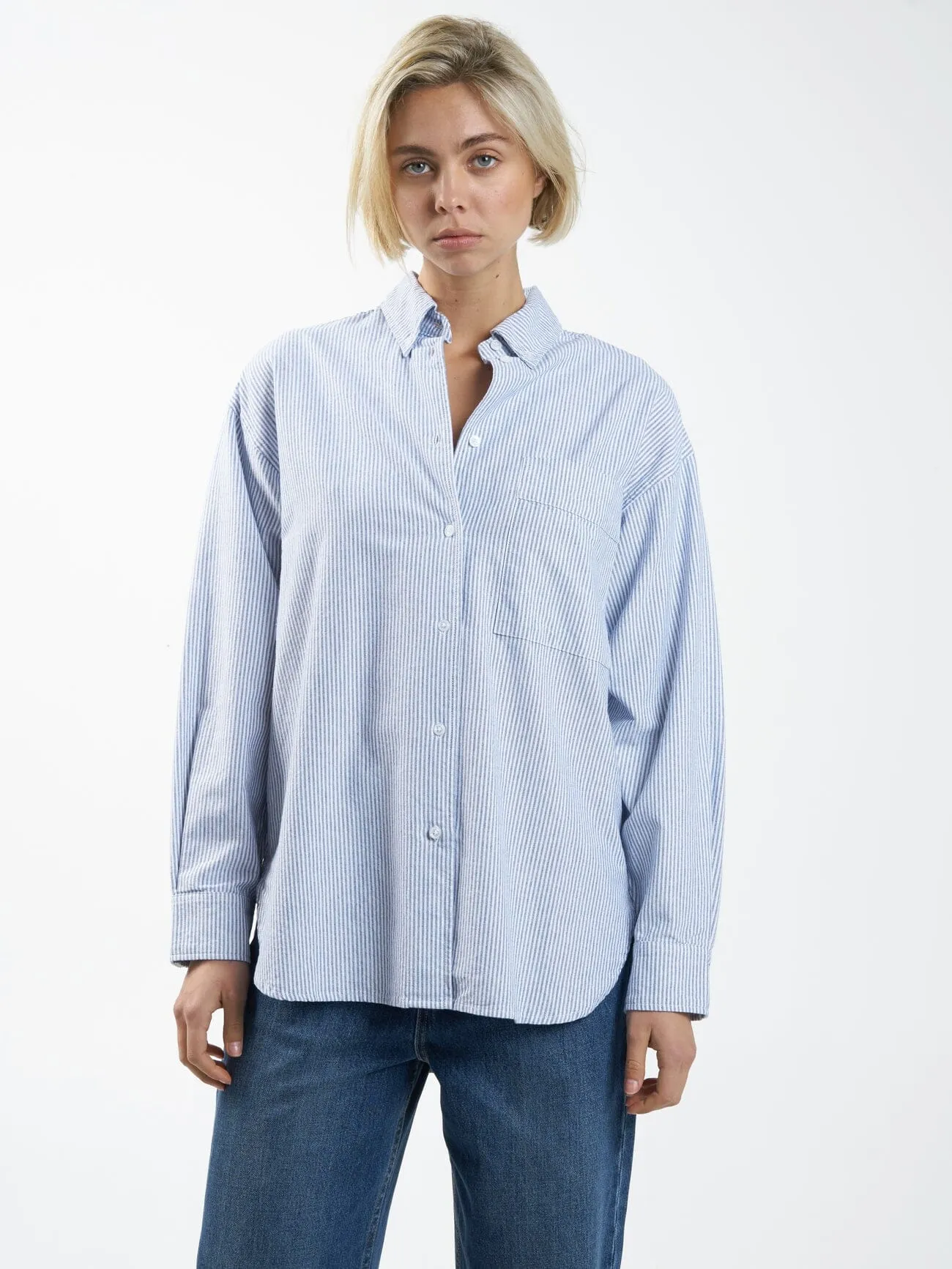 Maxwell Oxford Oversized Shirt - Royal Blue Stripe sold by Thrills product image thumbnail 4