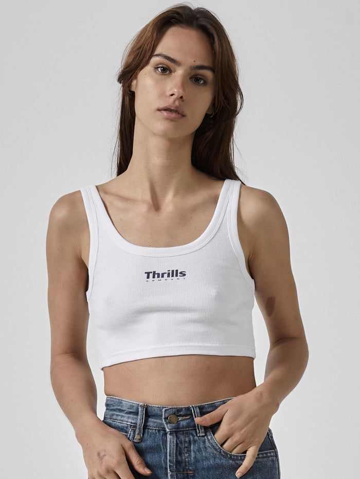 Paradox of Paradise Retro Crop Tank - White sold by Thrills