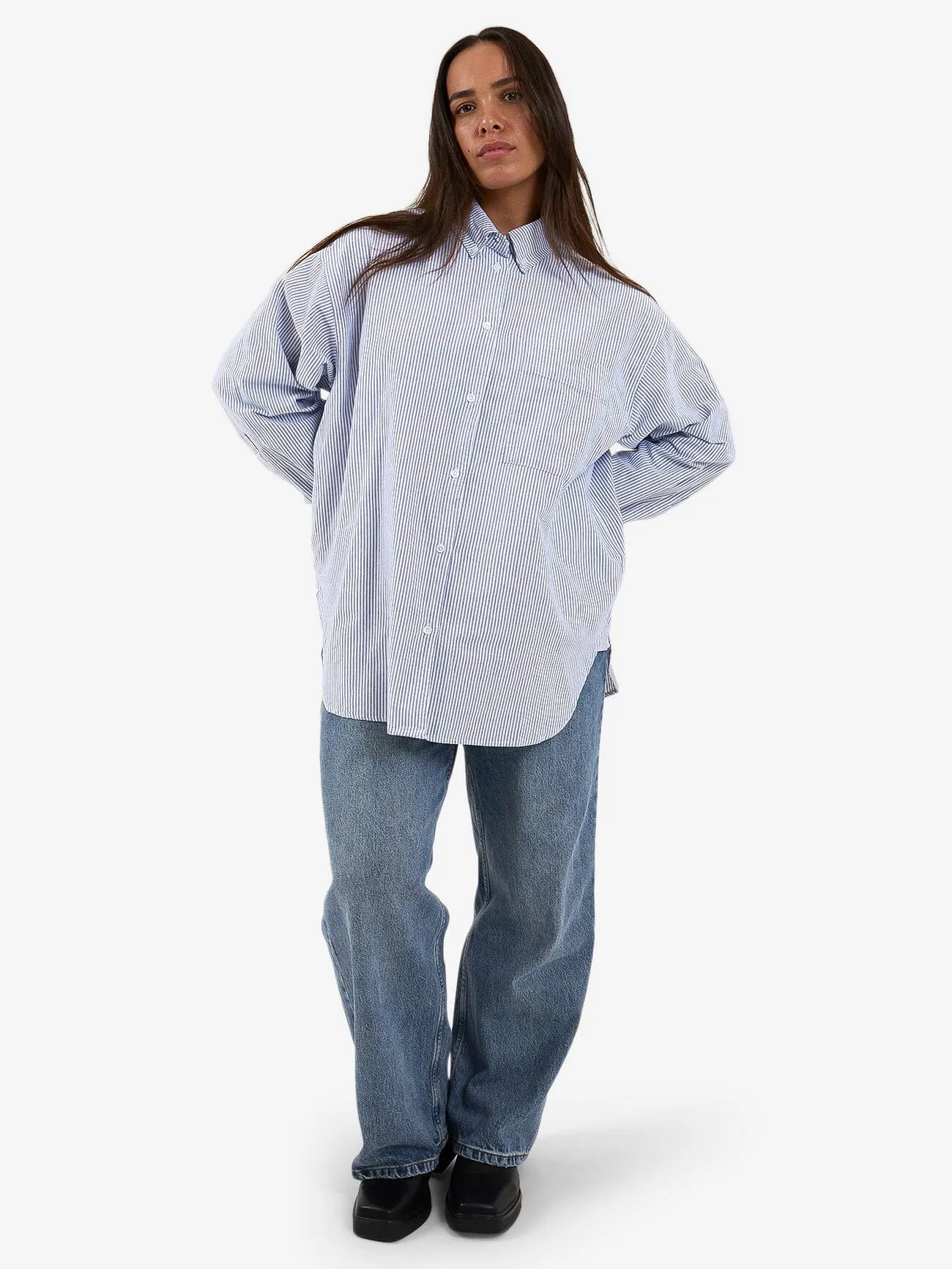 Maxwell Oxford Oversized Shirt - Royal Blue Stripe sold by Thrills product image thumbnail 2