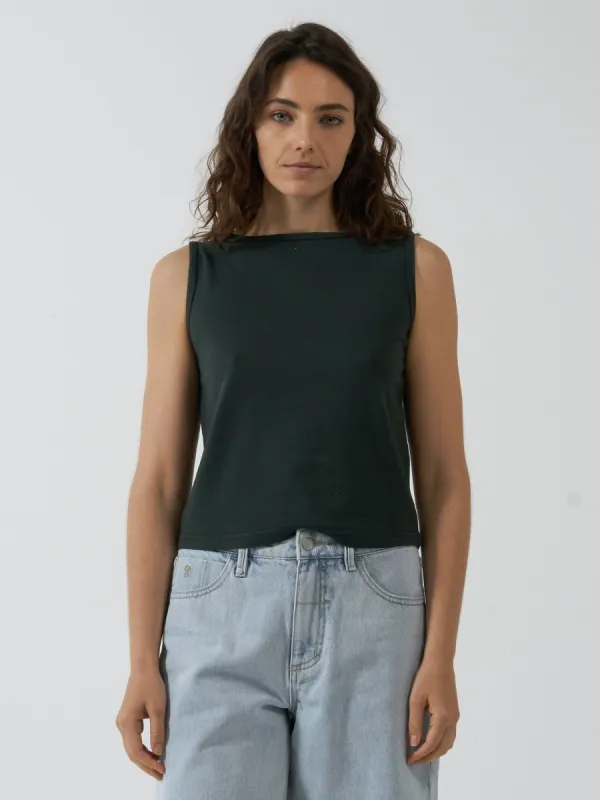 Hemp Boat Neck Tank - Deep Emerald sold by Thrills